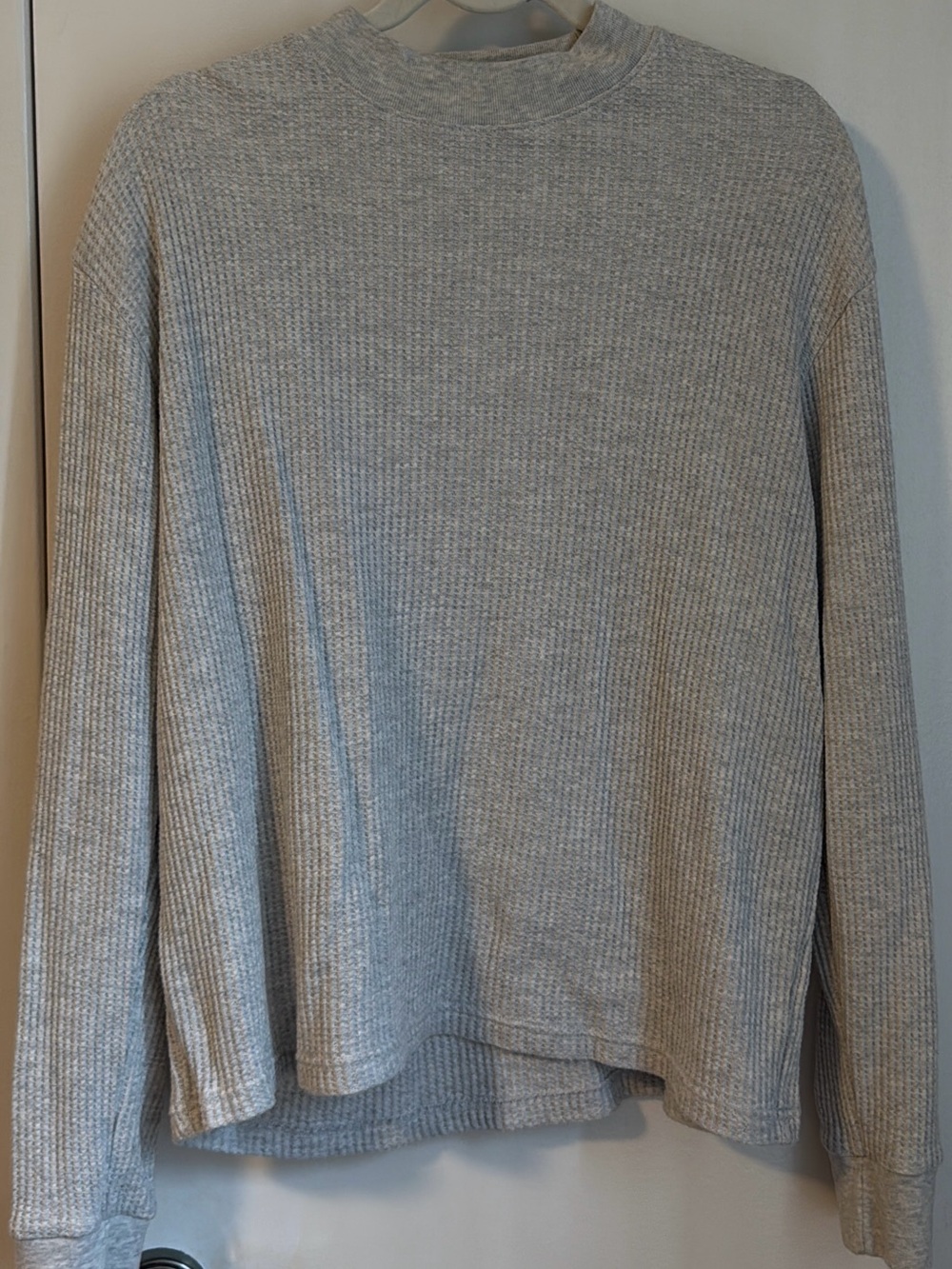 Old Navy Gray Waffle Knit Mock Neck Pullover